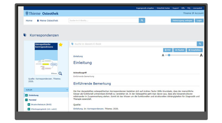 Osteothek Screenshot Korrespondenzen